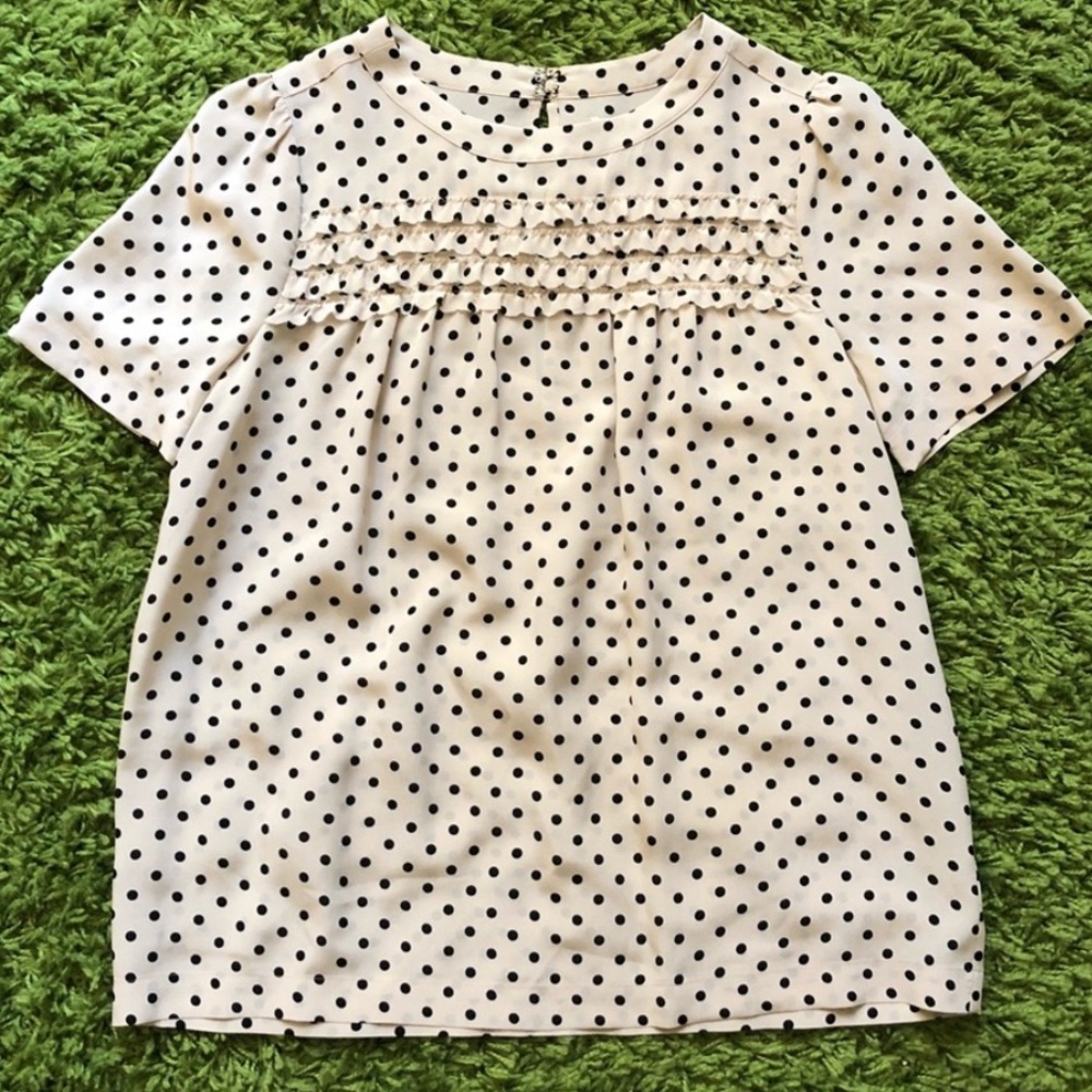 ***SOLD*** Madewell Silk Ruffle Polka Dot Blouse